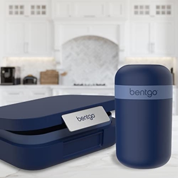 Bentgo Snack Cup - Reusable Snack Container with Leak-Proof Design, Toppings Compartment, and Dual-Sealing Lid, Portable & Lightweight for Work, Travel, Gym - Dishwasher Safe (Navy)