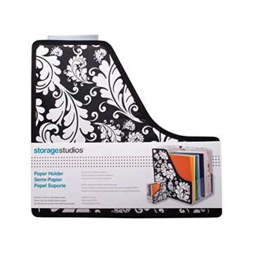 Storage Studios Projections Paper Holder with 10 Expandable Sections, 14.625 x 9 x 14.25 Inches, Black and White (CH92650)