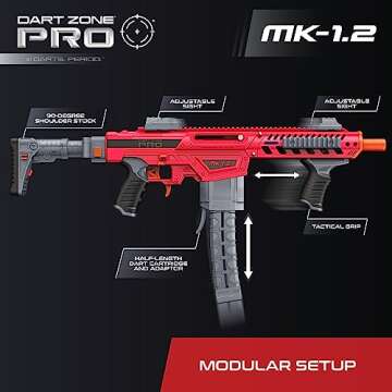 DART ZONE Pro-Series MK-1.2 Foam Dart Blaster - 200 FPS Foam Blaster for Adults & Teens - Soft Bulle...