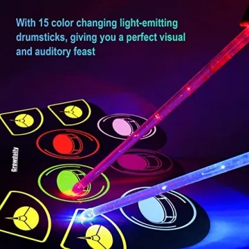 Electric Kids Drum Set with Recording & Light Up Sticks