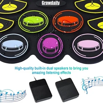 Electric Kids Drum Set with Recording & Light Up Sticks