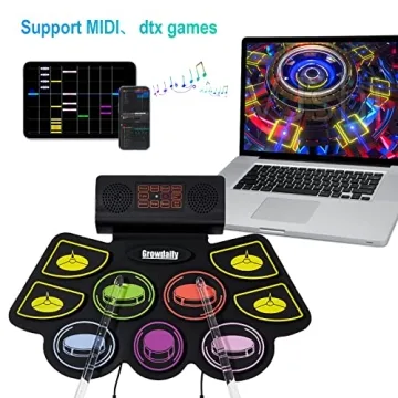 Electric Kids Drum Set with Recording & Light Up Sticks