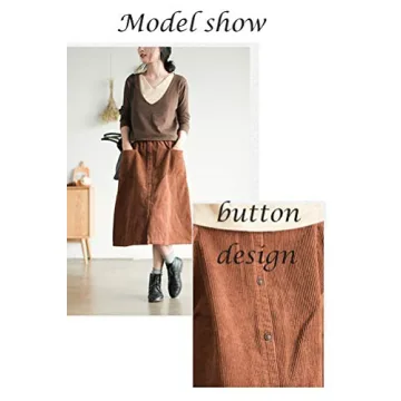 Minibee Women's Corduroy Midi Skirt for All Occasions