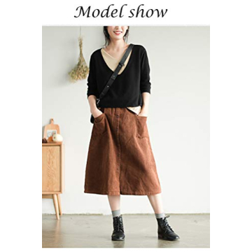 Minibee Women's Corduroy Midi Skirt for All Occasions