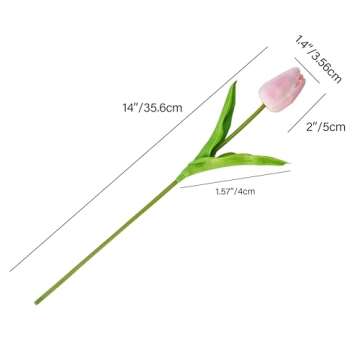 Mandy's 20pcs Peach Artificial Tulip Silk Fake Flowers 13.5" for New Year Spring Mother's Day Easter...