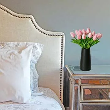 Mandy's 20pcs Peach Artificial Tulip Silk Fake Flowers 13.5" for New Year Spring Mother's Day Easter Gifts in Bulk Home Kitchen Wedding Decorations