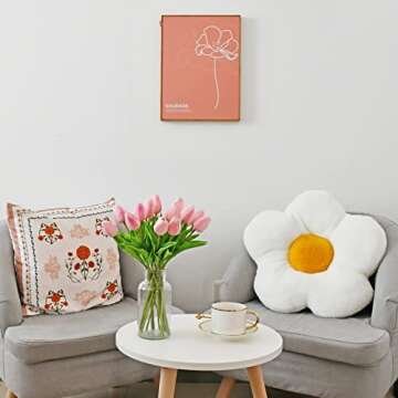 Mandy's 20pcs Peach Artificial Tulip Silk Fake Flowers 13.5" for New Year Spring Mother's Day Easter Gifts in Bulk Home Kitchen Wedding Decorations