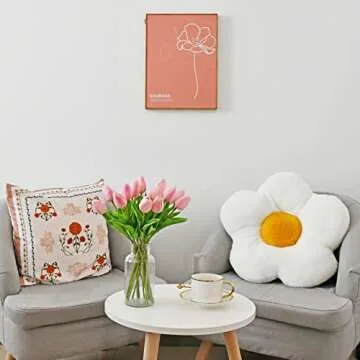 Mandy's 20pcs Peach Artificial Tulip Silk Fake Flowers 13.5" for New Year Spring Mother's Day Easter Gifts in Bulk Home Kitchen Wedding Decorations