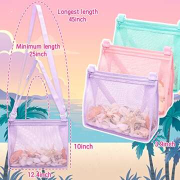 Tagitary Beach Toy Large Mesh Beach Bag with Zipper Sand Toy Seashell Bag for Holding Shells Pool Ba...