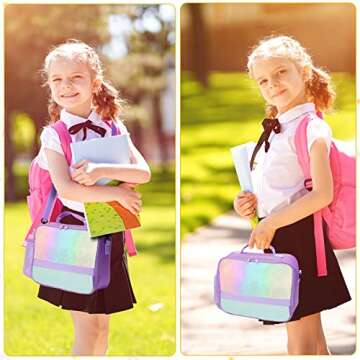 Cerbonny Kids Lunch Box, Crystal Purple, Insulated, Durable, Adjustable Shoulder Strap, Keeps Food Warm, Ideal for School and Travel