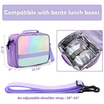 Cerbonny Kids Lunch Box, Crystal Purple, Insulated, Durable, Adjustable Shoulder Strap, Keeps Food Warm, Ideal for School and Travel
