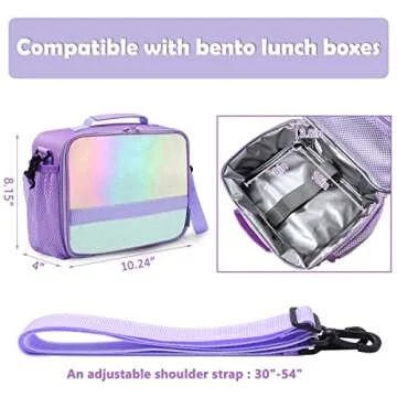 Cerbonny Kids Lunch Box, Crystal Purple, Insulated, Durable, Adjustable Shoulder Strap, Keeps Food Warm, Ideal for School and Travel