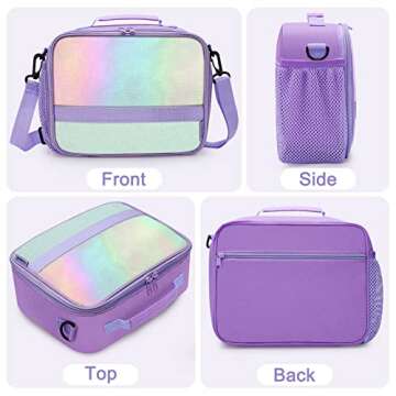 Cerbonny Kids Lunch Box, Crystal Purple, Insulated, Durable, Adjustable Shoulder Strap, Keeps Food Warm, Ideal for School and Travel