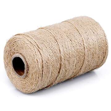 SMART&CASUAL 328Ft Jute Twine String Thin Natural Hemp Twine for Gift Wrapping Craft Plant Garden Christmas Handmade Arts Decoration Packing String Home decor (328 Ft (100M))