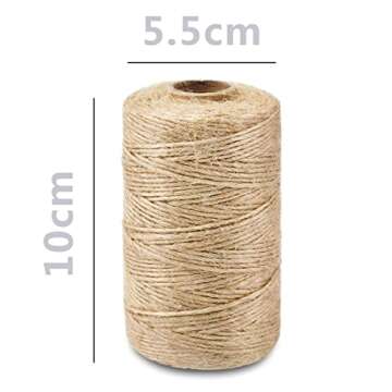 SMART&CASUAL 328Ft Jute Twine String Thin Natural Hemp Twine for Gift Wrapping Craft Plant Garden Christmas Handmade Arts Decoration Packing String Home decor (328 Ft (100M))