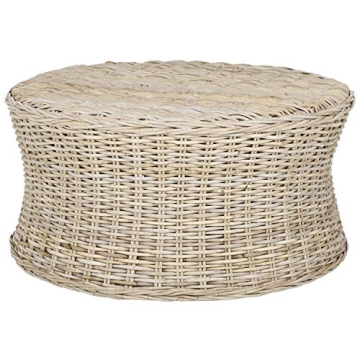 SAFAVIEH Home Collection Ruxton Natural Rattan Round Coffee Table Ottoman