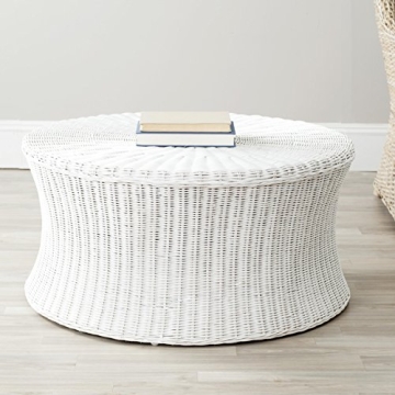 SAFAVIEH Home Collection Ruxton Natural Rattan Round Coffee Table Ottoman