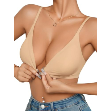 COZYEASE Women's Seamless Wireless Bralette - Comfortable Magnetic Closure with Light Padding Khaki ...