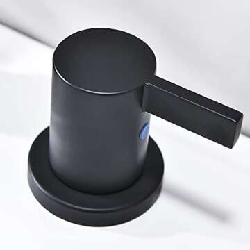 Phiestina 8 Inch 3-Hole Low-Arch 2-Handle Widespread Bathroom Faucet with Valve and Metal Pop-Up Drain Assembly,Matte Black, WF15-1-MB