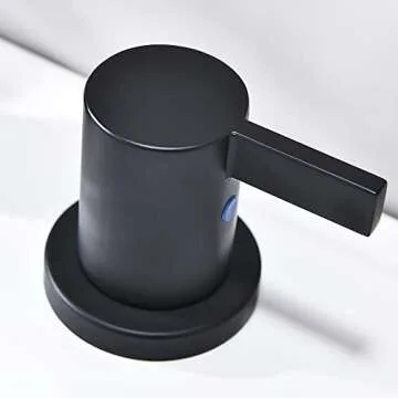 Phiestina 8 Inch 3-Hole Low-Arch 2-Handle Widespread Bathroom Faucet with Valve and Metal Pop-Up Drain Assembly,Matte Black, WF15-1-MB