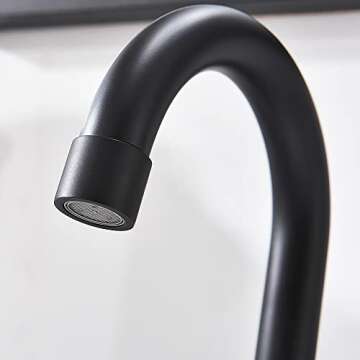 Phiestina 8 Inch 3-Hole Low-Arch 2-Handle Widespread Bathroom Faucet with Valve and Metal Pop-Up Drain Assembly,Matte Black, WF15-1-MB