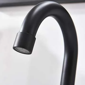 Phiestina 8 Inch 3-Hole Low-Arch 2-Handle Widespread Bathroom Faucet with Valve and Metal Pop-Up Drain Assembly,Matte Black, WF15-1-MB