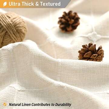 BTTN Extra Long Shower Curtain - 72x96 Inch Long Boho Chic Linen Fabric Heavy Duty Shower Curtain Set with Plastic Hooks, Tall Farmhouse Aesthetic Cute Tassel Shower Curtains for Bathroom, Cream/Beige