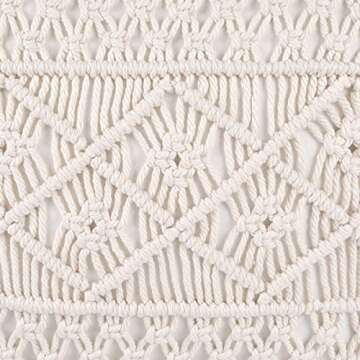 GeeComfy 2PCS Boho Macrame Throw Pillow Cover 100% Cotton Handwoven Cream Pillowcase Square Decorative Cushion Case with Tassel for Home Sofa Bed, 18" x 18", Pastoral