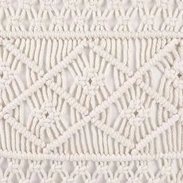 GeeComfy 2PCS Boho Macrame Throw Pillow Cover 100% Cotton Handwoven Cream Pillowcase Square Decorative Cushion Case with Tassel for Home Sofa Bed, 18" x 18", Pastoral