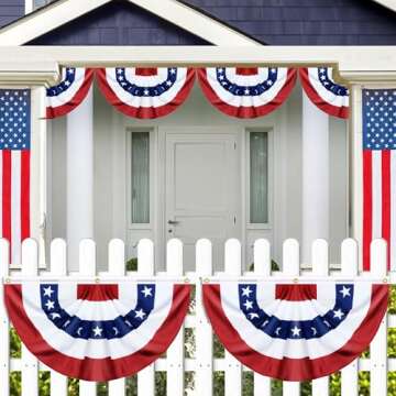 3 Pack USA Pleated Fan Flags - Celebrate with Style! 