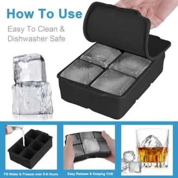Large Ice Cube Tray with Removable Lid for Perfect Drinks