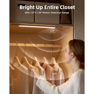 EZVALO Under Cabinet Lighting, Rechargeable 2200mAh Detachable Battery, 76 LED Dimmable Closet Lights, 3 Color Temps, Wireless Motion Sensor Light for Kitchen, Stairway, Wardrobe