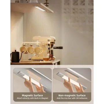 EZVALO Under Cabinet Lighting, Rechargeable 2200mAh Detachable Battery, 76 LED Dimmable Closet Lights, 3 Color Temps, Wireless Motion Sensor Light for Kitchen, Stairway, Wardrobe