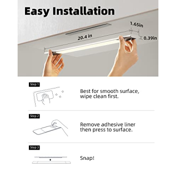 EZVALO Under Cabinet Lighting, Rechargeable 2200mAh Detachable Battery, 76 LED Dimmable Closet Lights, 3 Color Temps, Wireless Motion Sensor Light for Kitchen, Stairway, Wardrobe