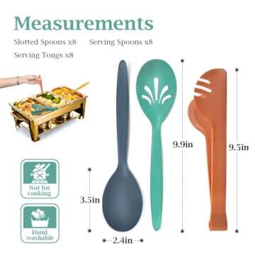 RayPard Reusable Plastic Serving Utensils Set of 24, 10" Wheat Straw Large Serving Set - Slotted Spo...
