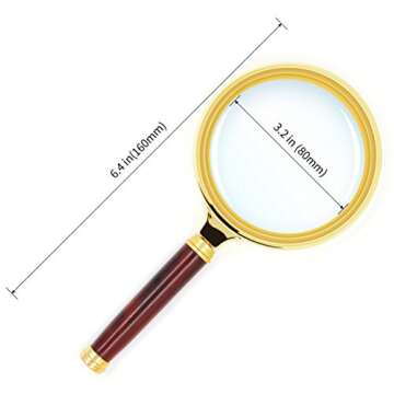 Kadaon 10X Handheld Magnifier Antique Mahogany Handle Magnifier Reading Magnifying Glass for Reading...