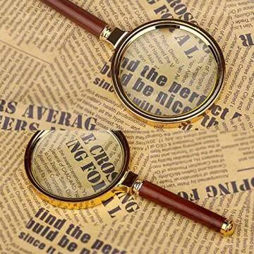 Kadaon 10X Handheld Magnifier Antique Mahogany Handle Magnifier Reading Magnifying Glass for Reading Book, Inspection, Coins, Insects, Rocks, Map, Crossword Puzzle
