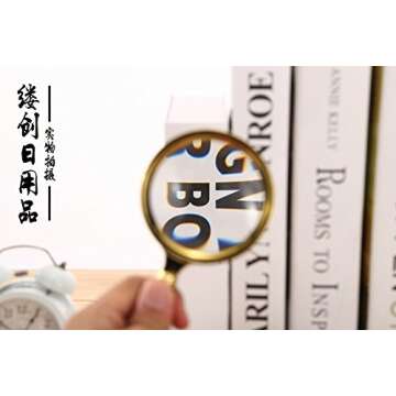 Kadaon 10X Handheld Magnifier Antique Mahogany Handle Magnifier Reading Magnifying Glass for Reading Book, Inspection, Coins, Insects, Rocks, Map, Crossword Puzzle