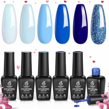 Beetles Gel Nail Polish Set 6Pcs Baby Blue Glitter - Aquarius Water Collection - DIY Nail Art - Gel ...