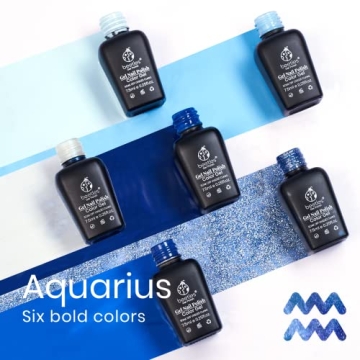 Beetles Gel Nail Polish Set 6Pcs in Blue Glitter