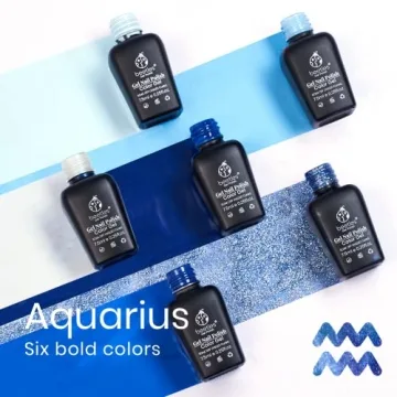 Beetles Gel Nail Polish Set 6Pcs in Blue Glitter