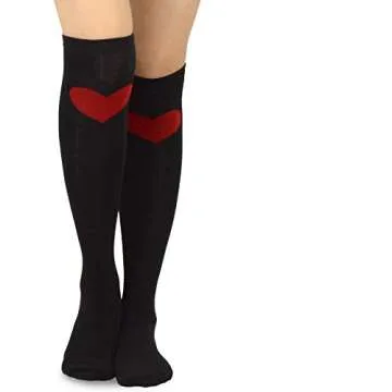 TeeHee Valentine's Day Women's Cotton Knee High Socks 2-Pair (Big Heart)