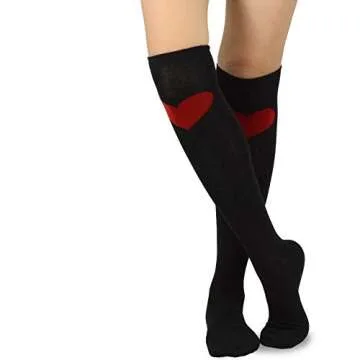 TeeHee Valentine's Day Women's Cotton Knee High Socks 2-Pair (Big Heart)