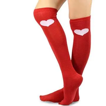 TeeHee Valentine's Day Women's Cotton Knee High Socks 2-Pair (Big Heart)