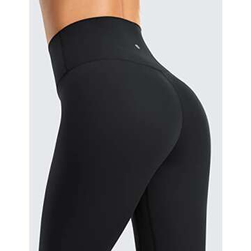 CRZ YOGA Womens Brushed Naked Feeling Workout Leggings 28"- High Waisted Gym Compression Tummy Control Yoga Pants Black Large