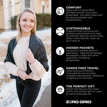 Stylish Infinity Travel Scarf with Secret Storage & Zippers