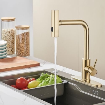 Stylish Brushed Gold Kitchen Faucet - Modern & Effective