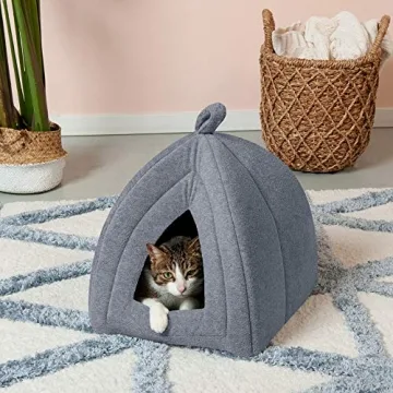 Furhaven Cozy Cat Bed Cave for Small Pets - Washable & Travel