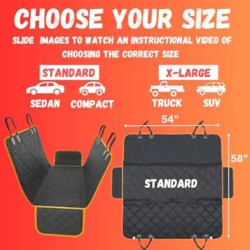 Dog Car Seat Cover for Back Seat for Cars & SUVs - Durable Pet Car Seat Cover Backseat Protector, Nonslip Dog Hammock for Car, Waterproof Scratchproof Rear Seat Cover Against Dirt, Fur, W/Side Flaps