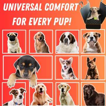 Dog Car Seat Cover for Back Seat for Cars & SUVs - Durable Pet Car Seat Cover Backseat Protector, Nonslip Dog Hammock for Car, Waterproof Scratchproof Rear Seat Cover Against Dirt, Fur, W/Side Flaps